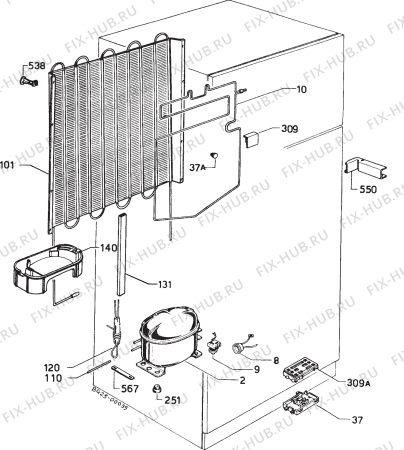 Взрыв-схема холодильника Zanussi ZX732/2T - Схема узла Refrigerator cooling system